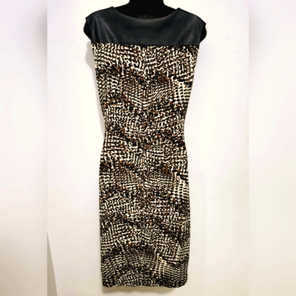 Authentic Joseph Ribkoff Animal Print Ruched Dress - Picture 3 of 3